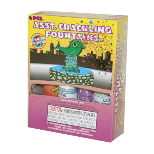 (H-072) Asst. Crackling W809 Fountain. 4 1/2 (Case Pack:144/4)